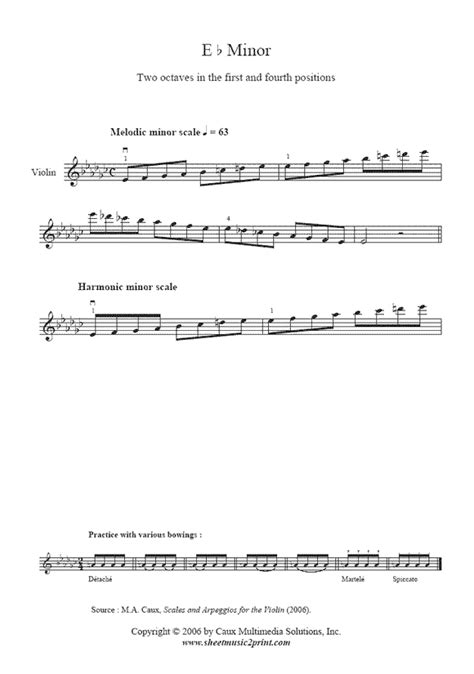 E flat minor Scales & Arpeggio - Violin – Sheetmusic2print