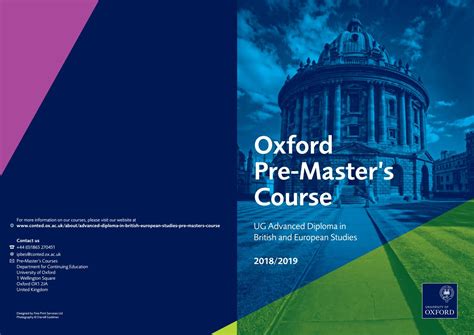 Pre-Master's Courses 2018-19: British and European Studies by Oxford University - Graduate ...