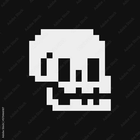 Human skull pixel art icon, isolated on white background vector illustration. 8-bit sprite ...