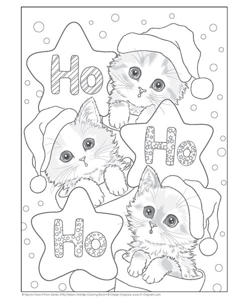 Cute Christmas Cat Coloring Pages