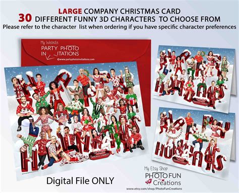 Corporate Holiday Cards, Funny Custom Company Christmas Card, Personalized Christmas Cards, 3D ...