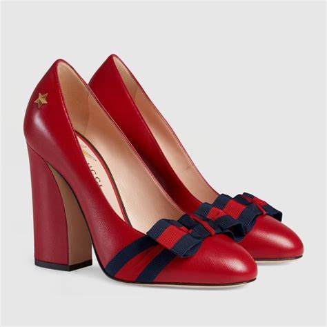 Gucci Aline leather pump | Leather pumps, Red shoes sandals, Women shoes