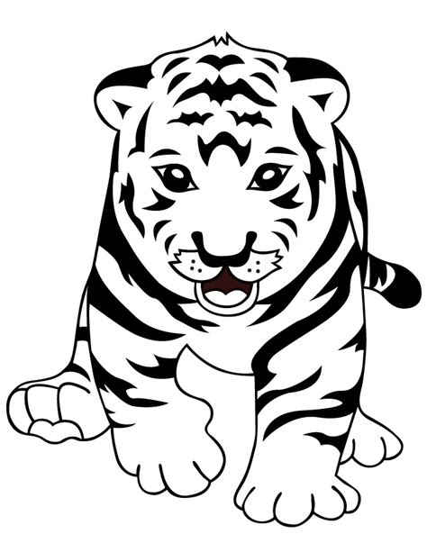 baby tiger clip art black and white - Clip Art Library