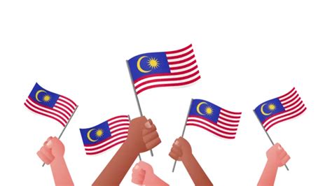 Hands Holding Malaysia Flag And Celebrating Simple Vector Illustration ...