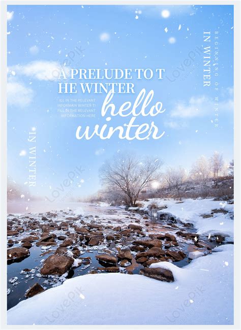 Beautiful winter scenery with falling snow book cover template image_picture free download ...