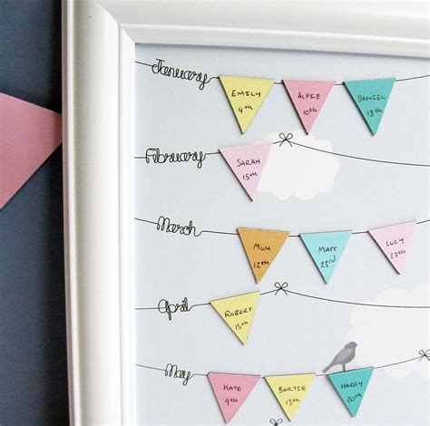 framed birthday reminder calendar by wit & wisdom | notonthehighstreet.com