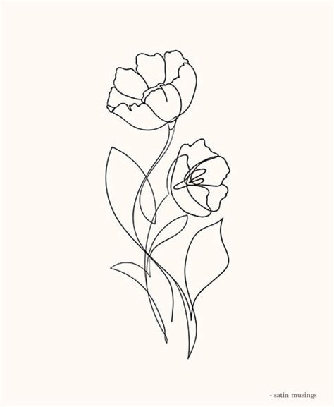 Line Art Flowers Drawing