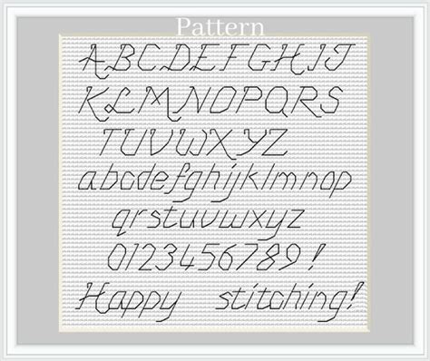 Backstitch Alphabet Cursive Font Cross Stitch Pattern Cross - Etsy