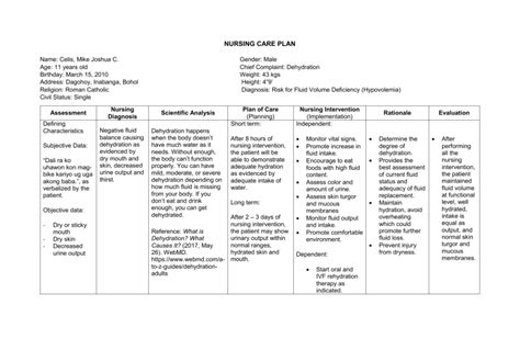 Sample Nursing Care Plan