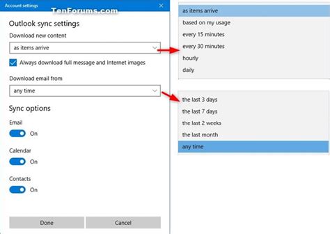 Outlook app sync settings - gostcommunications