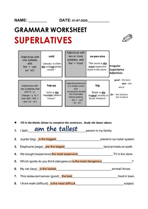 Adjectives Superlatives Worksheet Superlatives Superlative | SexiezPix Web Porn