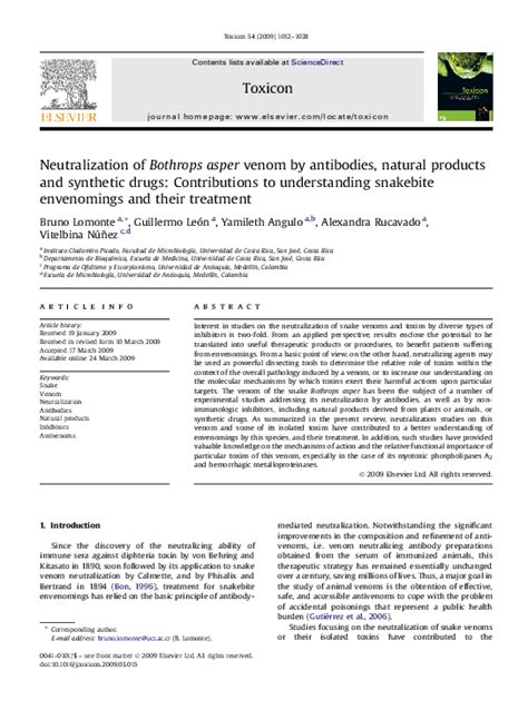 (PDF) Neutralization of Bothrops asper venom by antibodies, natural ...