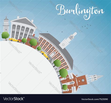 Burlington Vermont City Skyline Royalty Free Vector Image