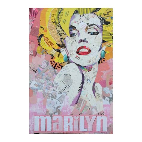 Jim Hudek - "Color me Blonde" Pink and Yellow Marilyn Monroe Mixed Media Pop Art Collage For ...