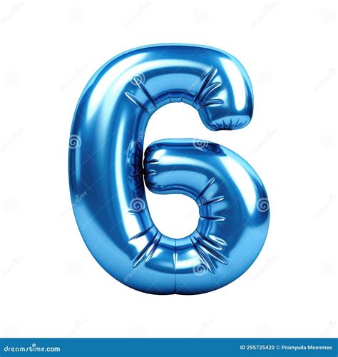 Blue Metallic 6 Number Balloon Realistic 3D on White Background Stock Illustration ...