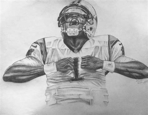 Cam Newton Superman Drawing by Kevin Riganti