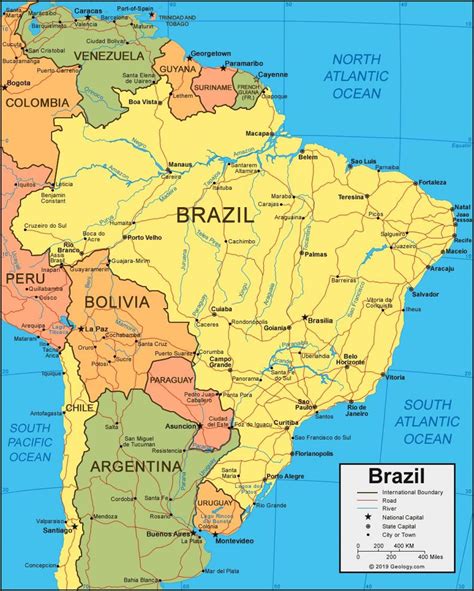 Brazil cities map - Cities of Brazil map (South America - Americas)