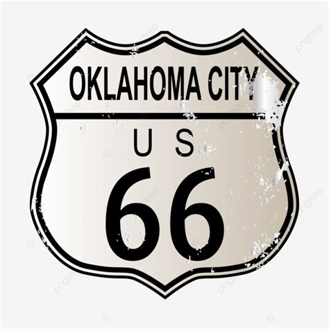 Oklahoma City Route 66 Sign Sign, Tone, Road, Black PNG Transparent ...