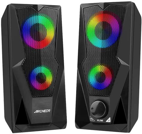 Computer Speakers RGB Gaming Speaker 2.0 USB Powered Stereo Volume ...