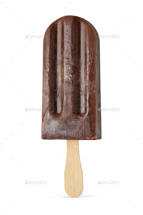 Brown chocolate popsicle ice cream isolated on white. Stock Photo by ...