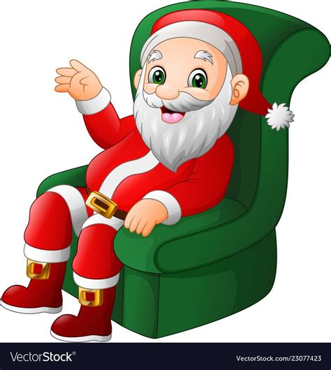 Cartoon santa claus sitting on green sofa Vector Image | Santa cartoon, Santa pictures, Santa claus