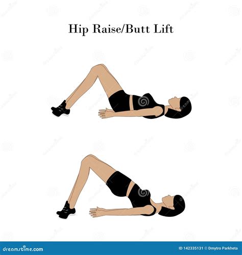 Hip Raise Butt Lift Exercise Workout Silhouette Vector Illustration | CartoonDealer.com #142335026