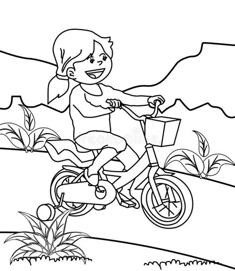 Girl Bike Riding Coloring Pages