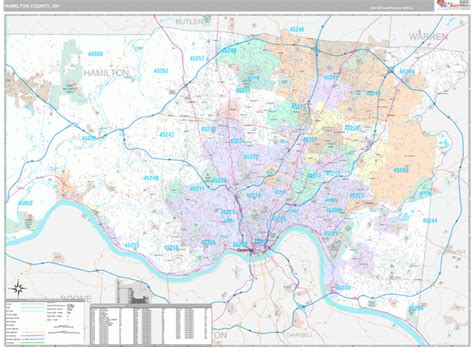 Hamilton County OH Wall Map Premium Style By MarketMAPS | Maps Of Ohio