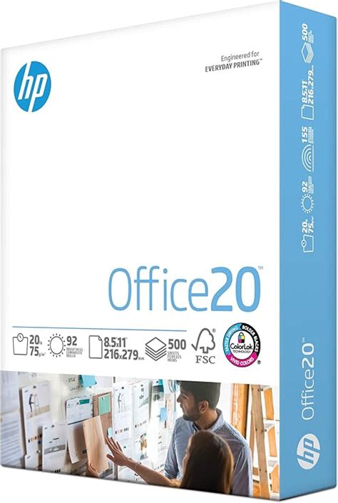 Amazon.com : HP Printer Paper | 8.5 x 11 Paper | Office 20 lb | 1 Ream - 500 Sheets | 92 Bright ...