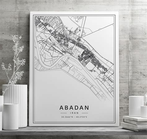 Abadan Iran Street Map Print Acrylic Glass Abadan City Map Print Canvas Abadan Road Map Print ...