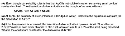 Solved At 14 C, the solubility of silver chloride is | Chegg.com