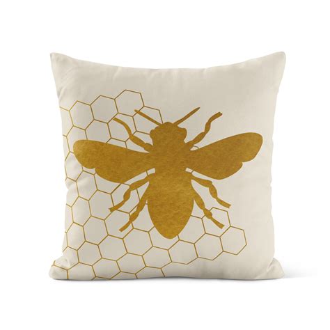 Gold Bee Throw Pillow Cover Bee Pillow Case Cushion Bee - Etsy