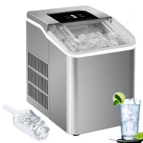 2 Ice Size Ice Maker Machine Countertop, 28 lbs in 24 Hrs, 9 Cubes Ready in 5 Mins, Self-clean ...