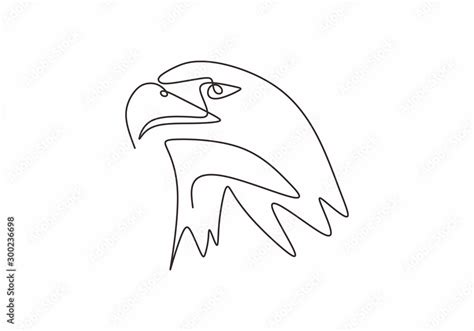 Continuous line drawing of eagle or falcon head. Hawk vector ...