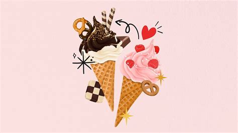 Cute ice-cream cone HD wallpaper, | Premium Photo Illustration - rawpixel