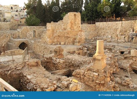 Excavated Ruins of the Pool of Bethesda and Church Stock Photo - Image ...