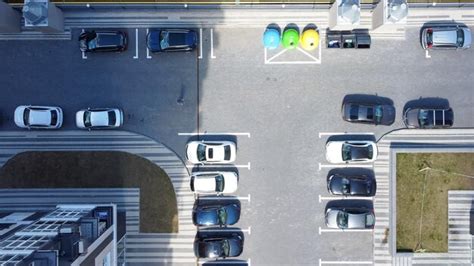 Premium Photo | Top view of a parking lot for cars in a residential area of the city of kharkov