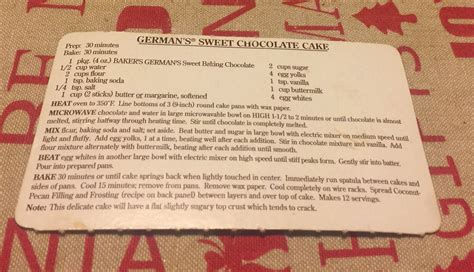 Original Bakers German Sweet Chocolate Cake Recipe