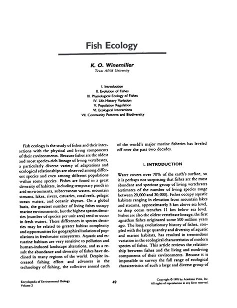 (PDF) Fish ecology