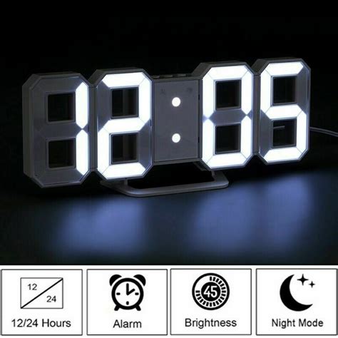 Small Digital Clock with USB Port, Alarm Function, Night Mode and 3 Level Brightness Setting for ...