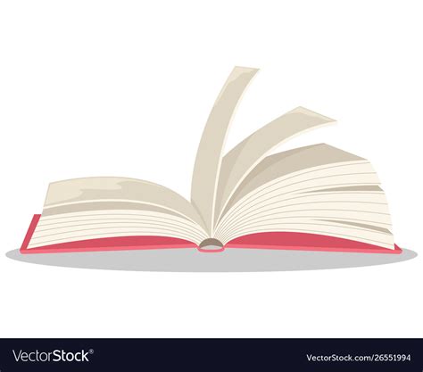 Open book in volume flat cartoon Royalty Free Vector Image