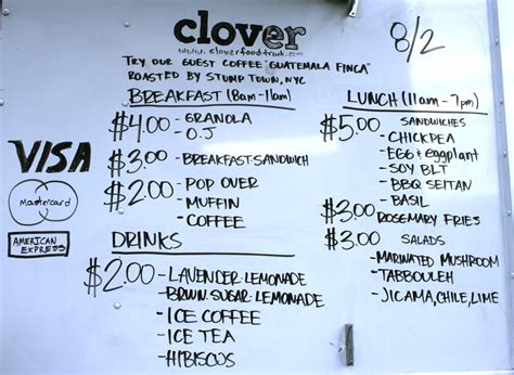 clover menu