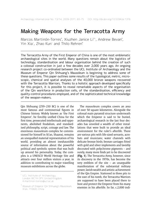 (PDF) Making Weapons for the Terracotta Army