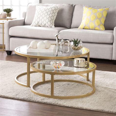 Southern Enterprises Evelyn Gold Glam Nesting Cocktail Table 2-Piece Set CK4290 | Goedek ...