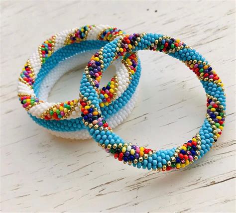 Beaded Bracelet Nepal Women Handmade Glass Beaded Handmade Bracelet Croshet Bracelets Gift A ...