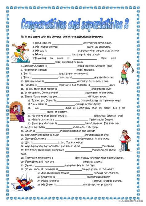 comparatives and superlatives: English ESL worksheets pdf & doc