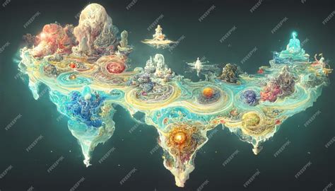 Premium Photo | Astral planes in 7 levels map concept art illustration