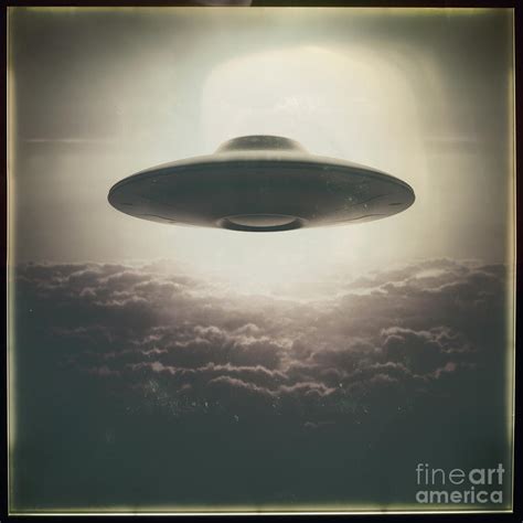 Vintage Ufo Above Clouds Photograph by Ktsdesign/science Photo Library - Pixels