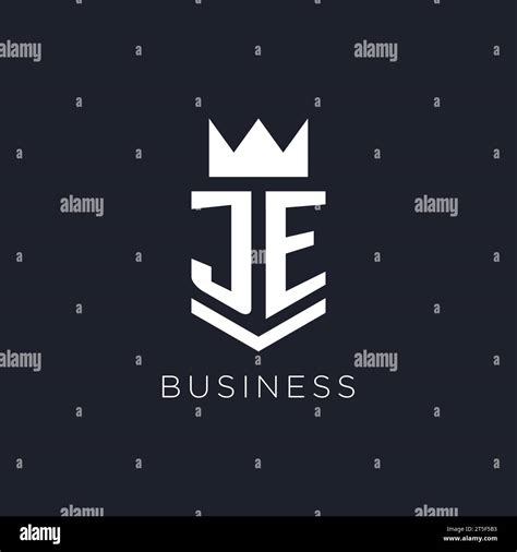 JE logo with shield and crown, initial monogram logo design ideas Stock ...