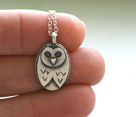 Owl Necklace in fine silver and sterling